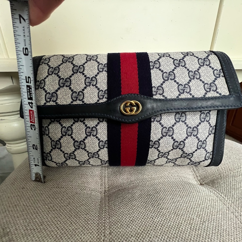 Gucci canvas sherry line navy clutch - Picture 15 of 16